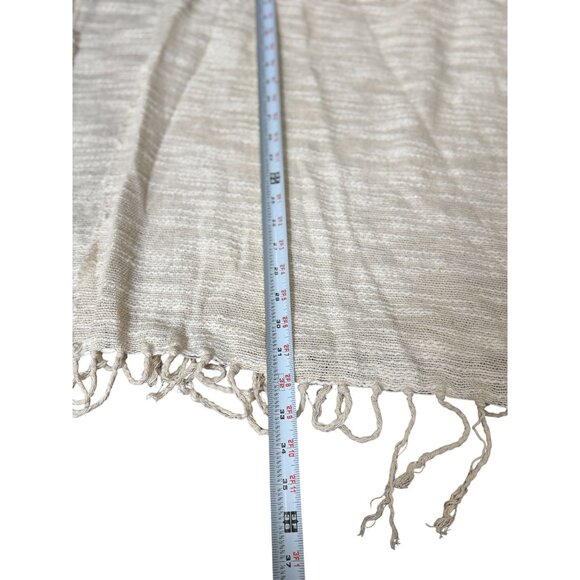 NEW Free People OS Hooded Fringe Poncho Ruana Raw Hem Boho Beige Wrap Cardigan - Picture 8 of 11